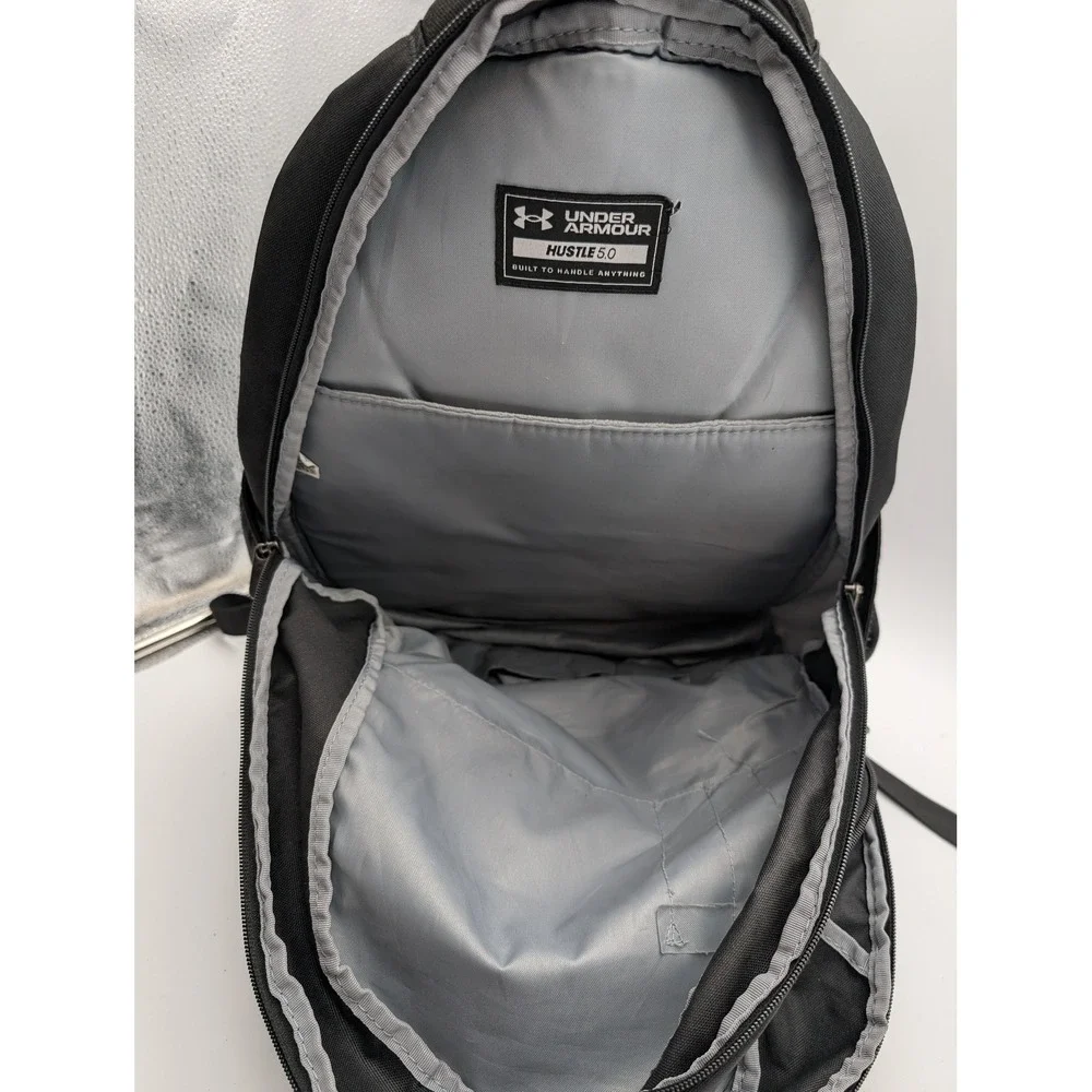 Under Armour Hustle 5.0 Backpack Black UA Storm Water Resistant Sport Bag